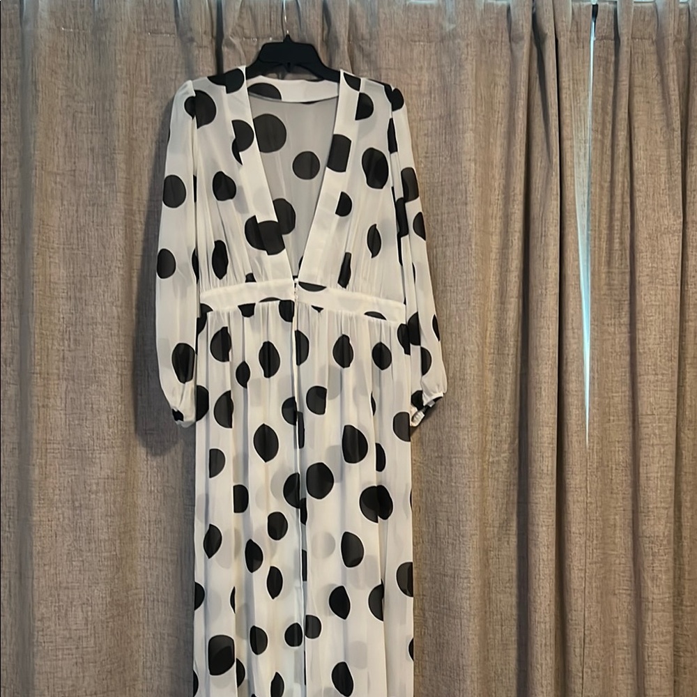 New Sheer Black and White Polka Dot Cover Up